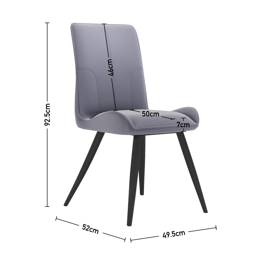 Grey Set of 2 Velvet Upholstered Dining Chairs