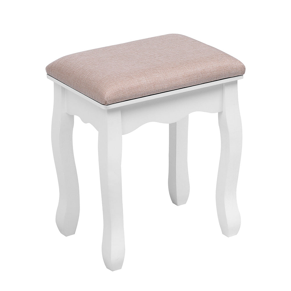 White Makeup Vanity Desk Set with LED Three Color Adjustable Light