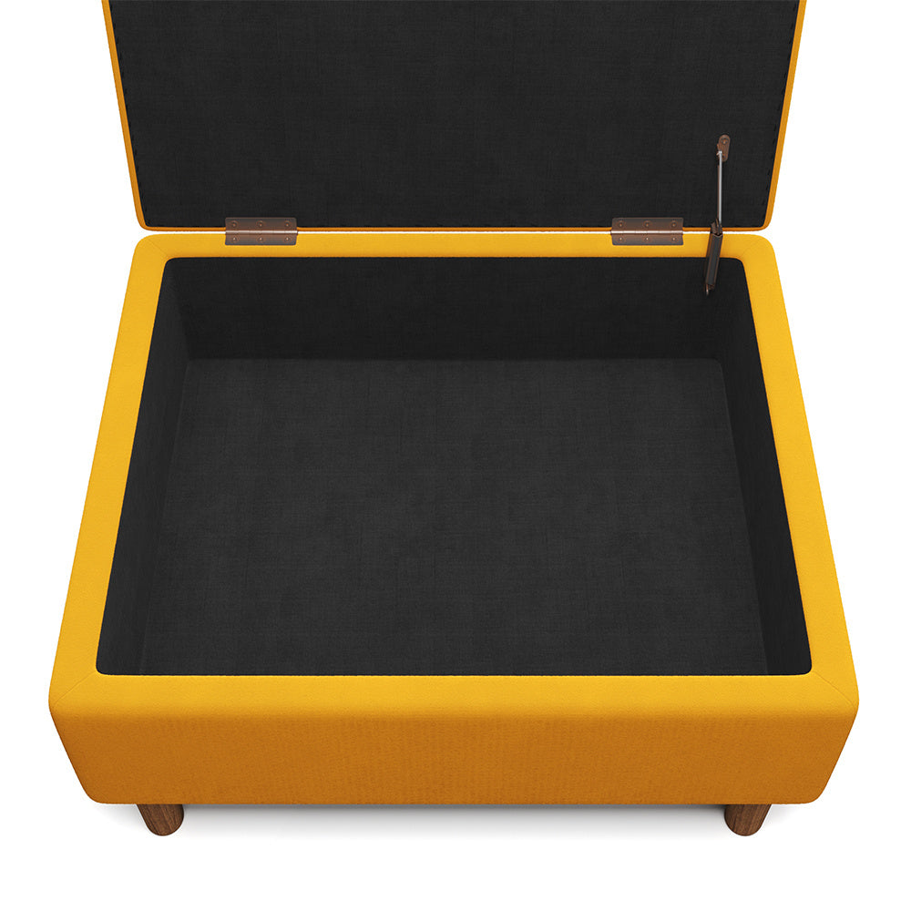 Yellow Rectangle Velvet Storage Ottoman