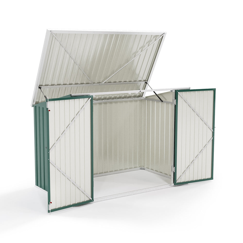 Steel Trash Can Recycle Bin Enclosure Storage Shed, Green