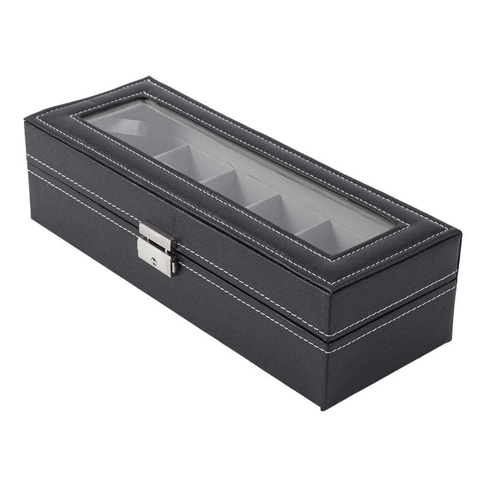 Faux Leather Watch Display Case with 6 Slots