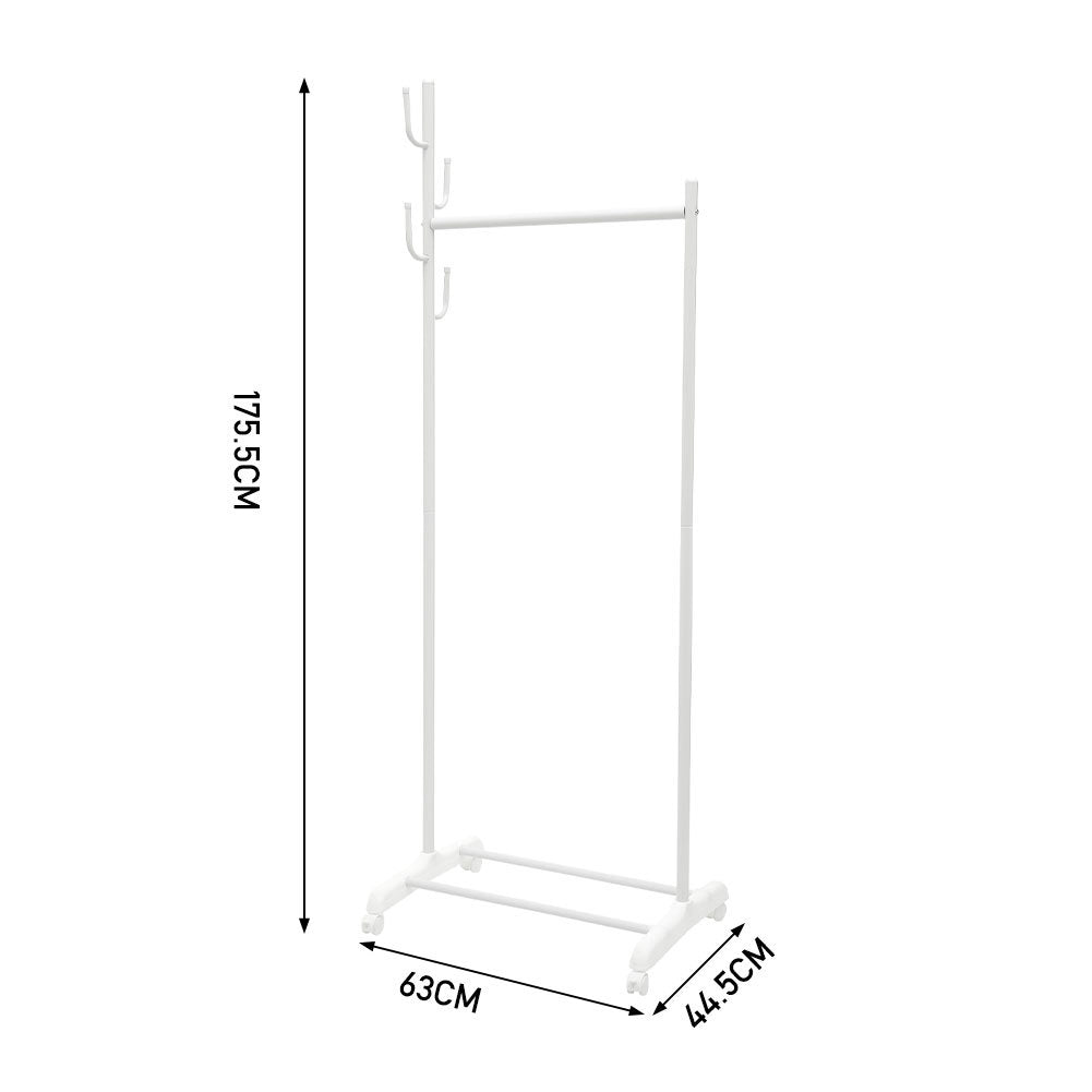 White Bedroom Clothes Rack on Wheels
