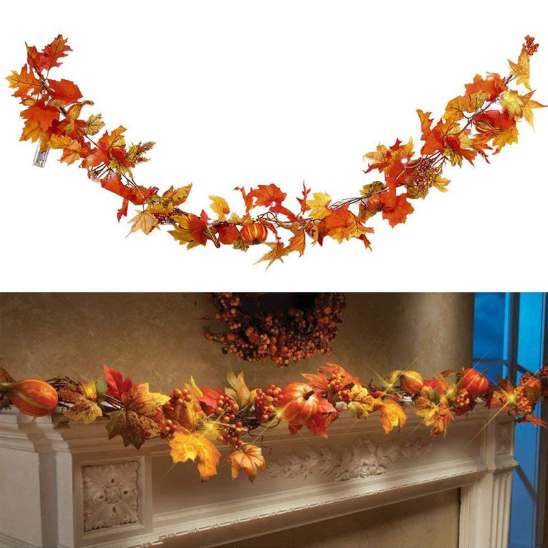 180CM Christmas Halloween Autumn Pumpkin Rattan Wreath