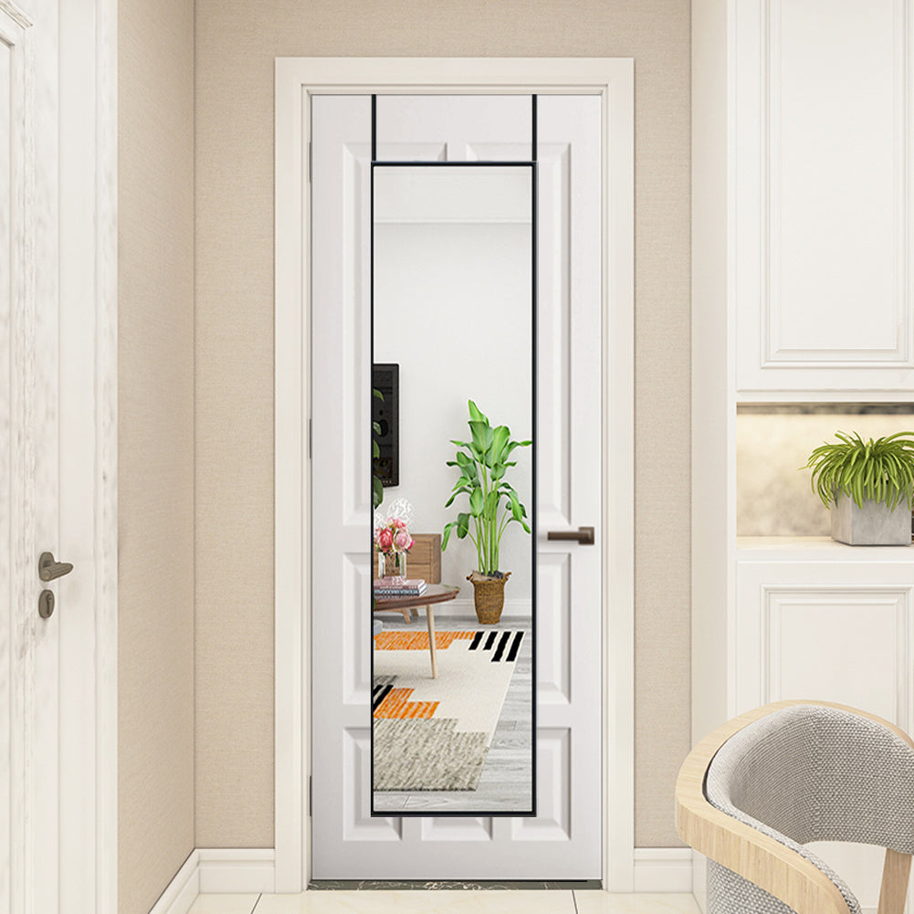 Metal Frame Over the Door Full Length Mirror Black