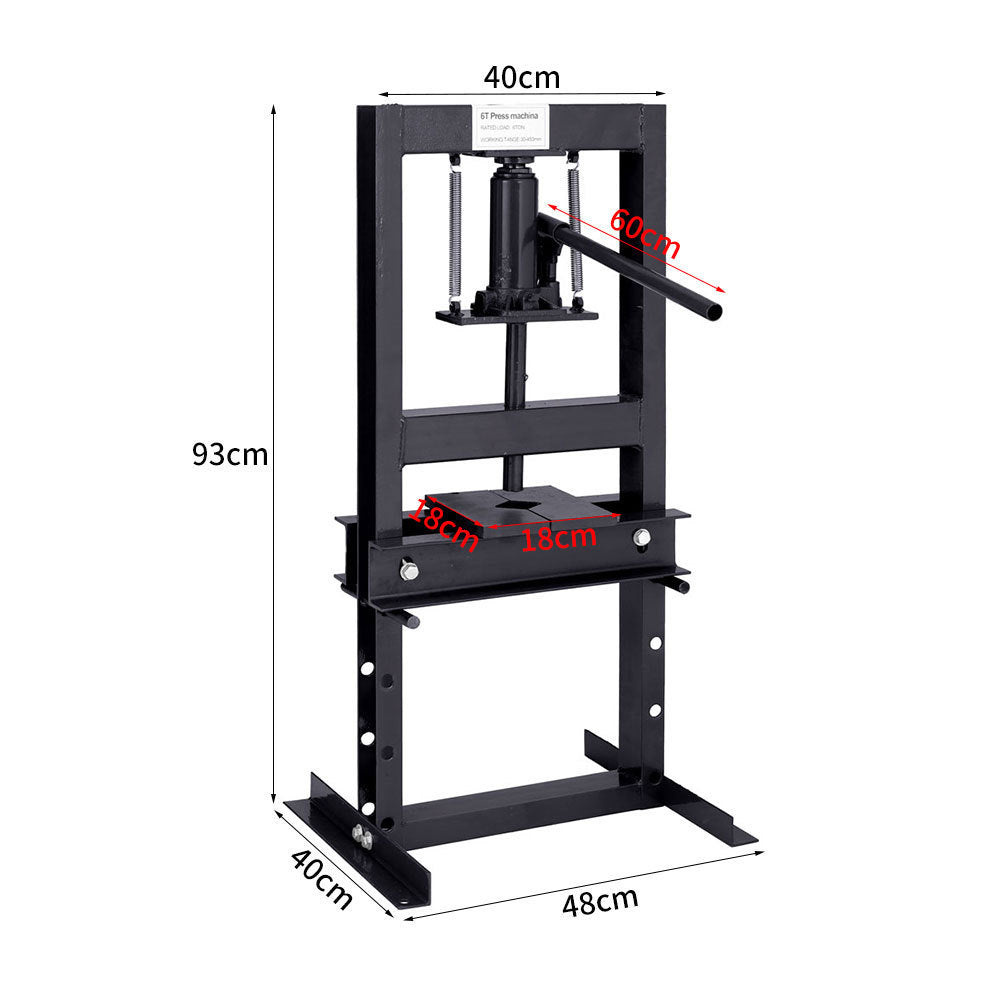 H Frame 6 Ton Hydraulic press Black