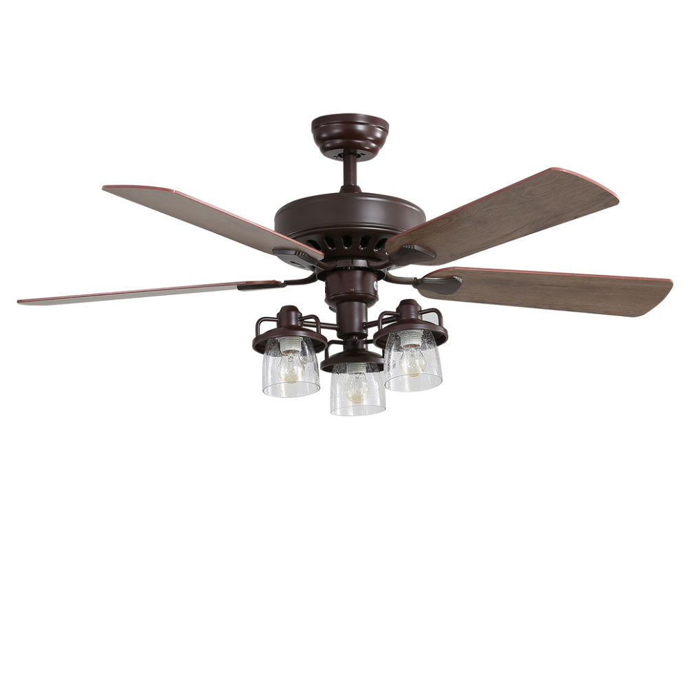 52 Inch Chandelier Ceiling Fan Light with 5 Blades and Remote Control Brown