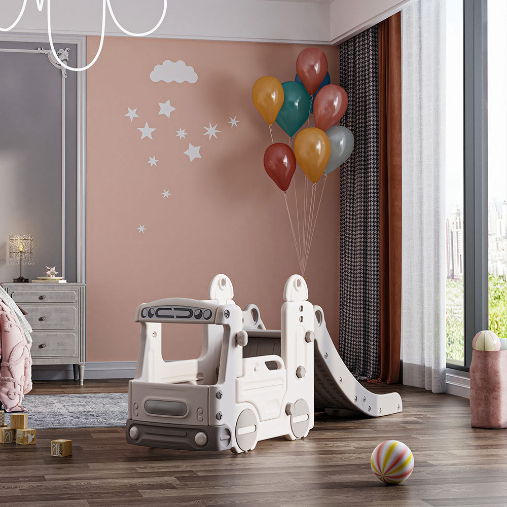 Gray Kids Home Functional Slide with Bus