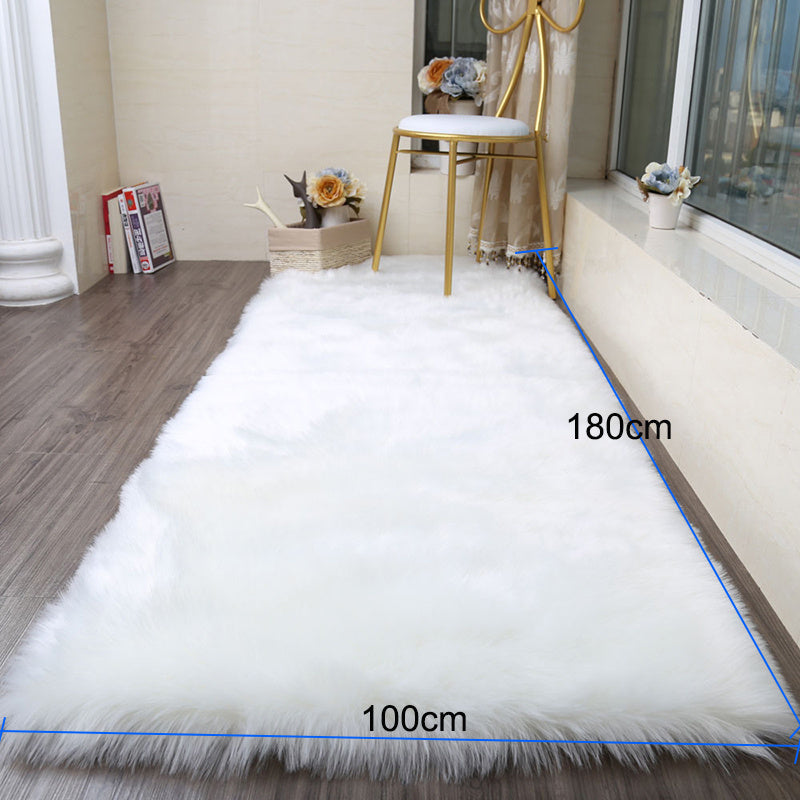 White Rectangle Soft Shaggy Carpet Faux Fluffy Rugs Fur Mat 180 cm x 100 cm