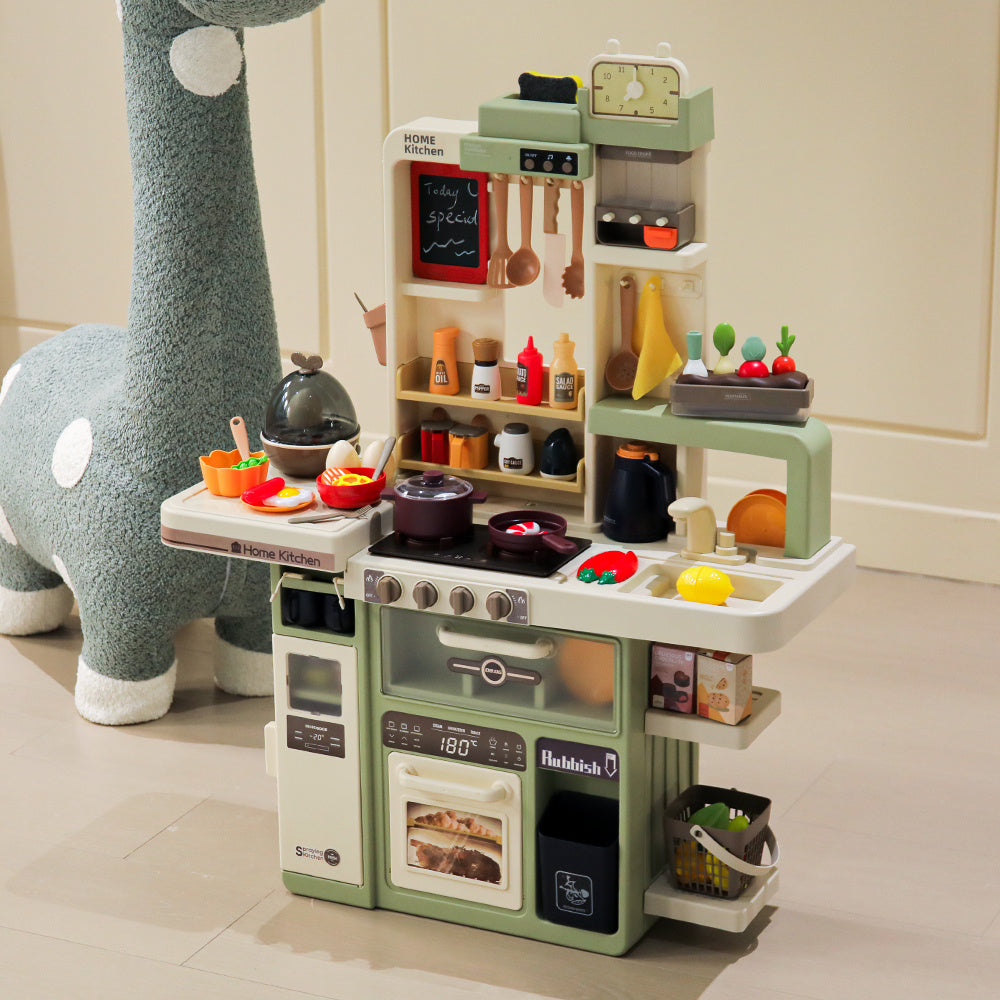Green Play Kitchen Set With 88PCS Kitchen Accessories