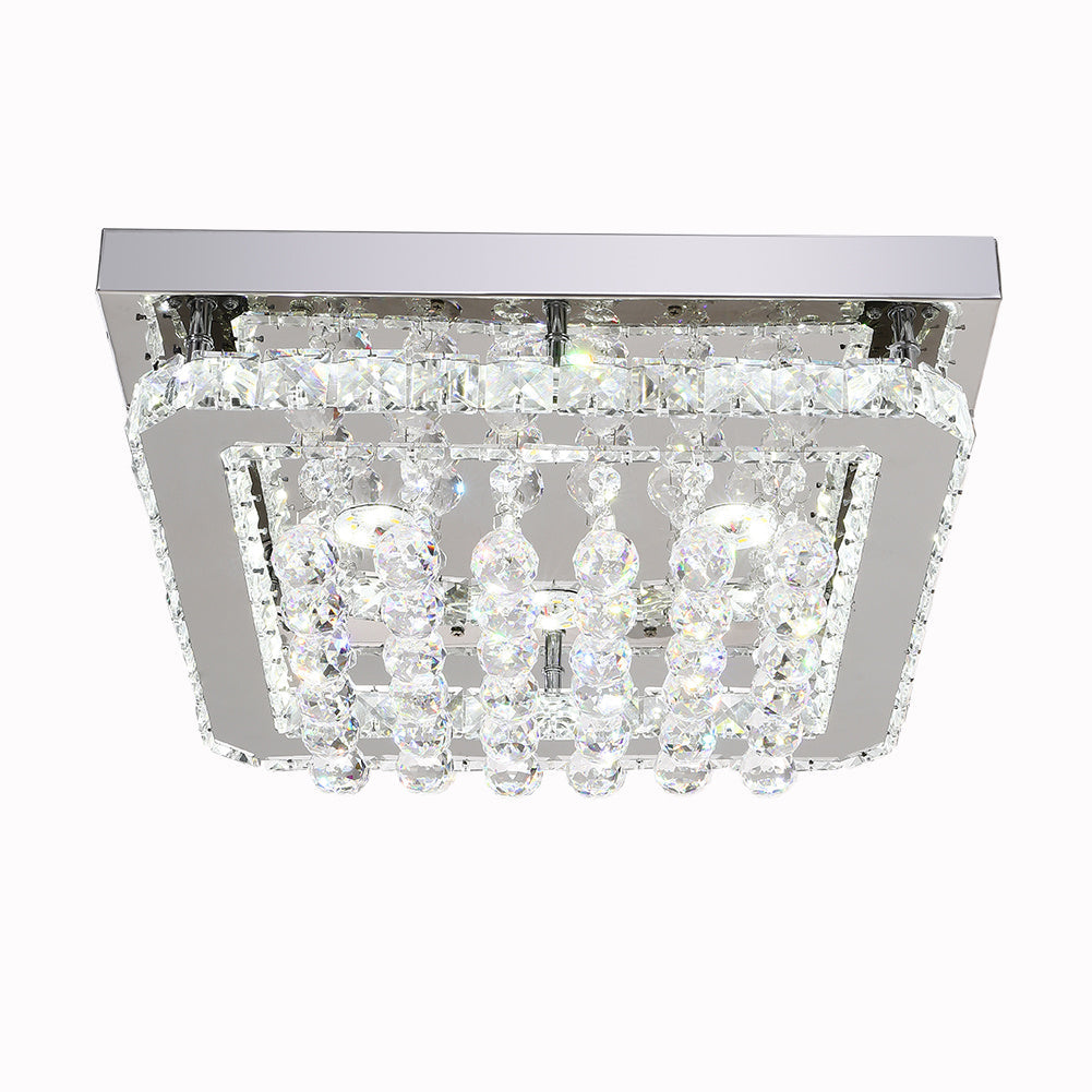 40CM Square LED Crystal Pendant Ceiling Light, Cool White