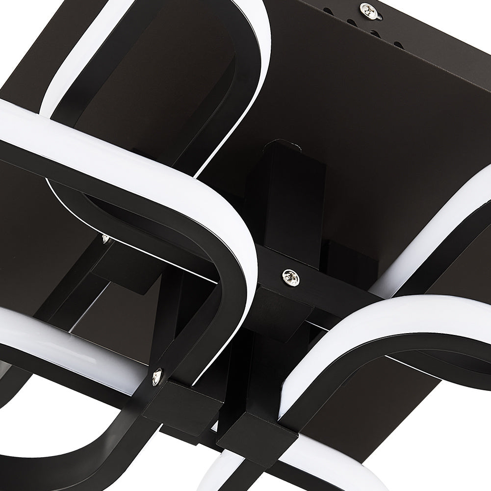 Modern Square LED Ceiling Light, Black Frame6 Head Cool White