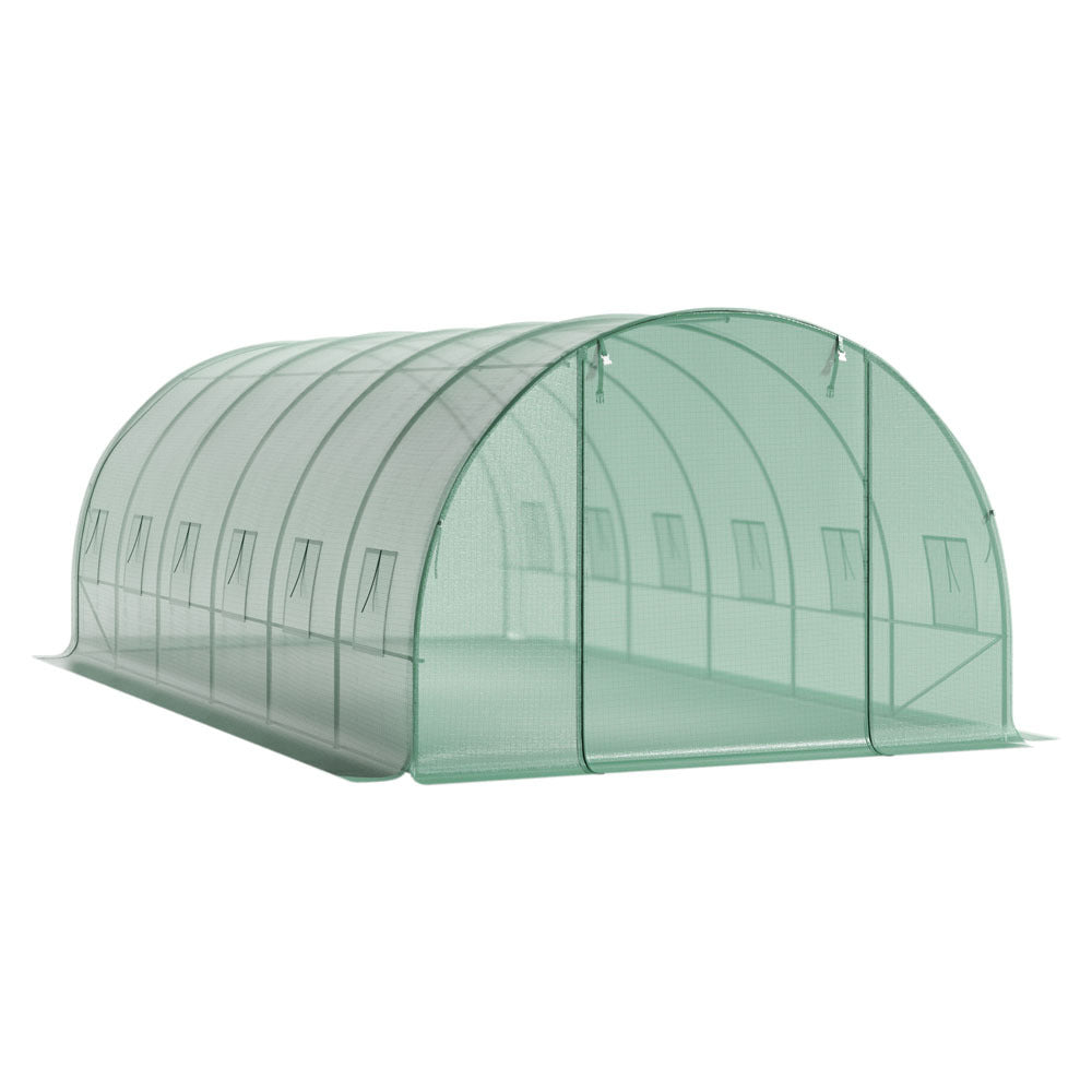 Green 6M Outdoor Tunnel Greenhouse with Steel Frame