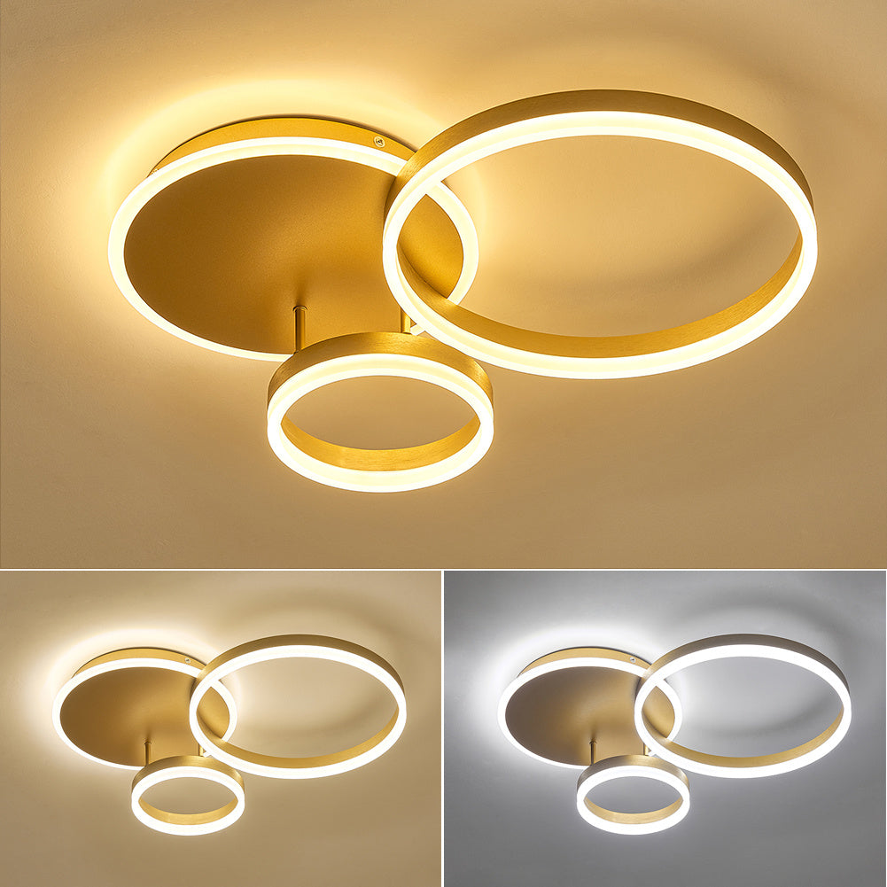 Modern Round LED Ceiling Light 3 Circle Dimmable