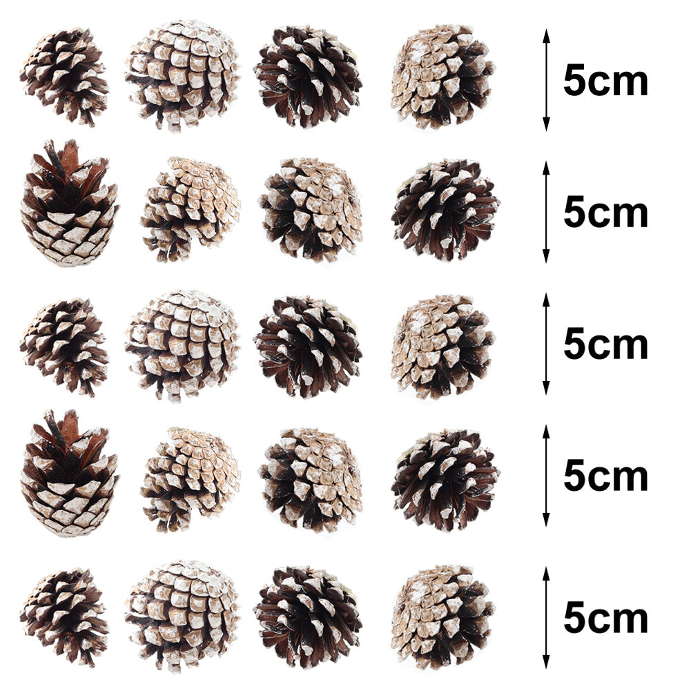30 Pieces Christmas Tree Hanging Ornament Set Real Pine Cone Dyed with White Paint