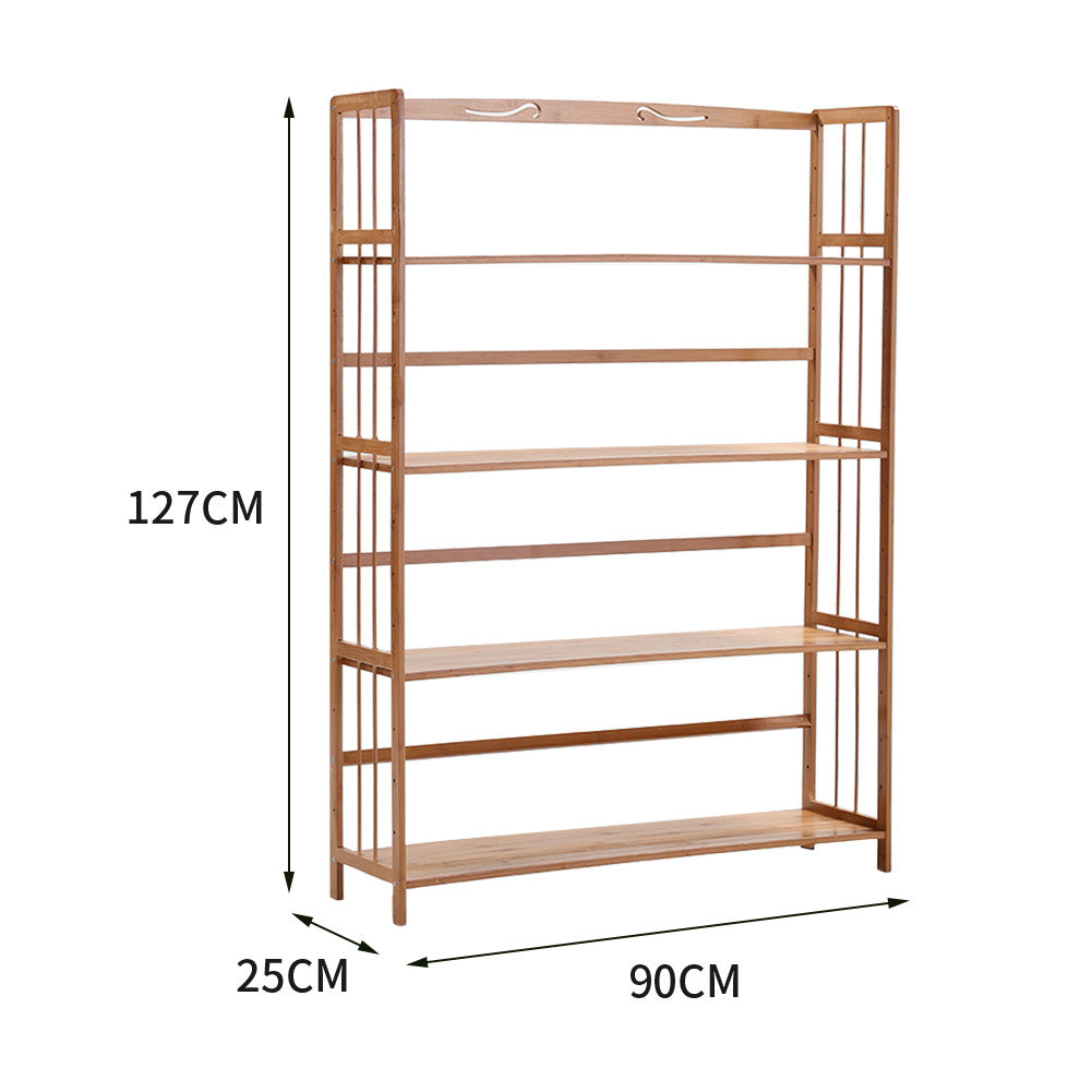 4 Tier Bamboo Bookshelf Organizer Free Standing Bookcase