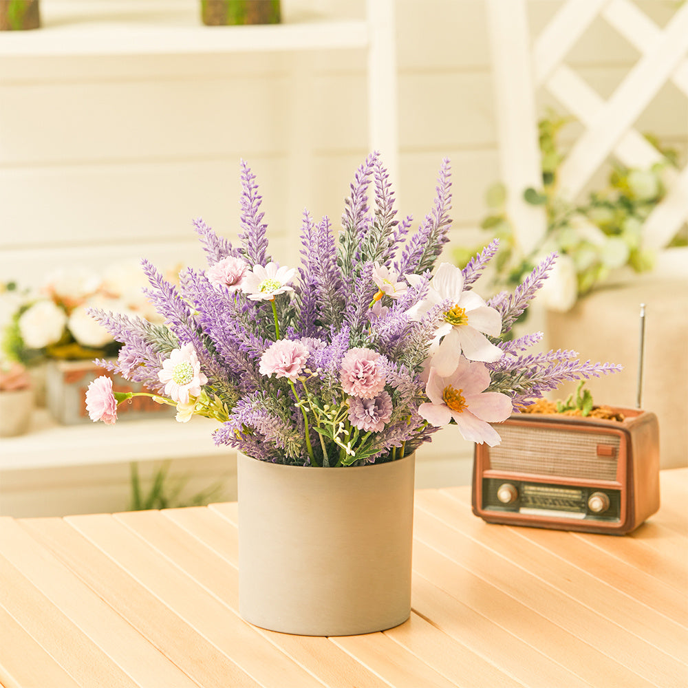 30CM Simulation Mist Lavender Wooden Flower Plant with Pot
