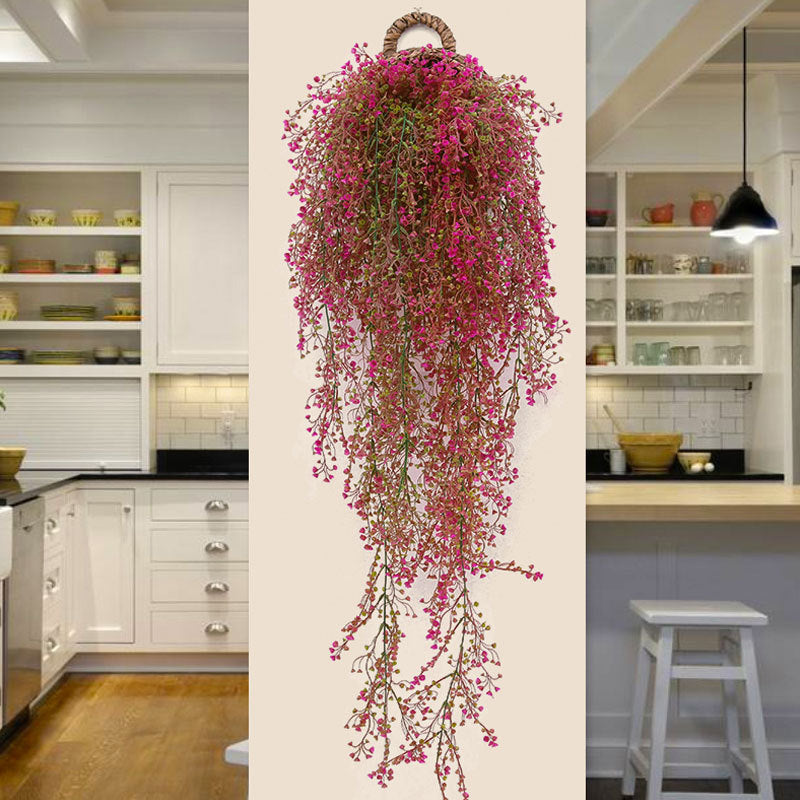 Artificial Trailing Ivy Flower Vine Leaf Garland Plants, Purplish Red