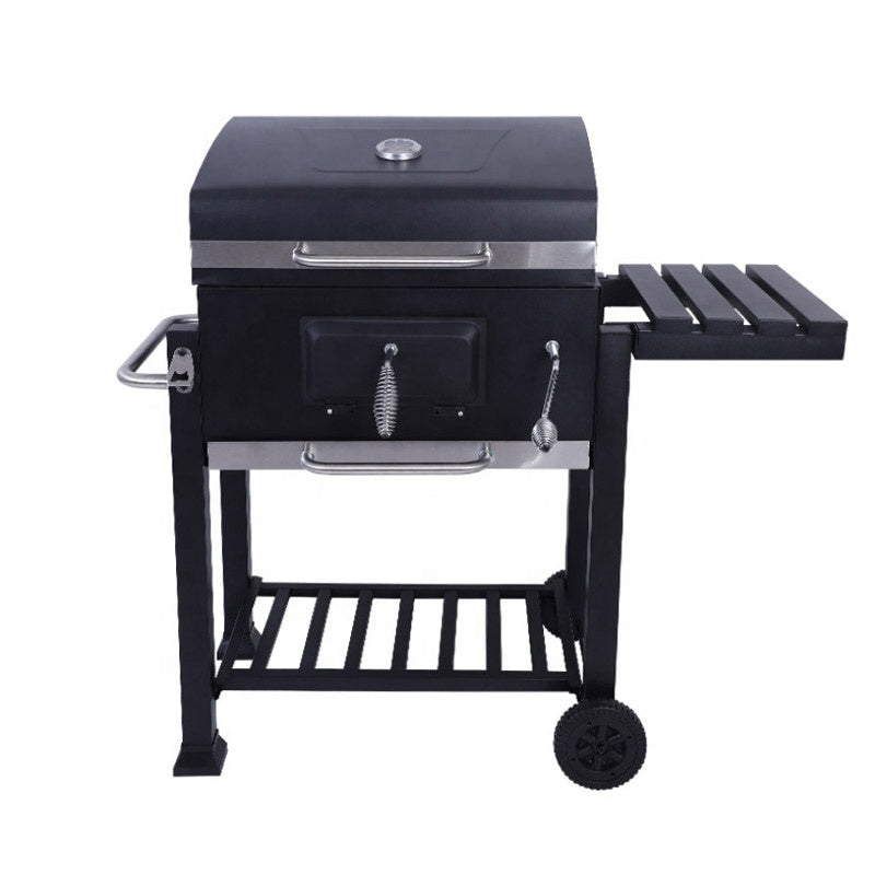 Outdoor BBQ charcoal grill cart, barbecue with Spice Rack