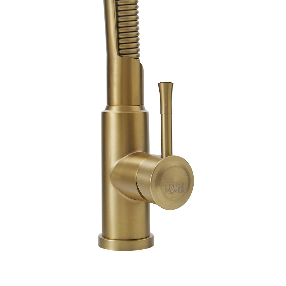 Brushed Gold Modern Single Lever Kitchen Pull Down Faucet