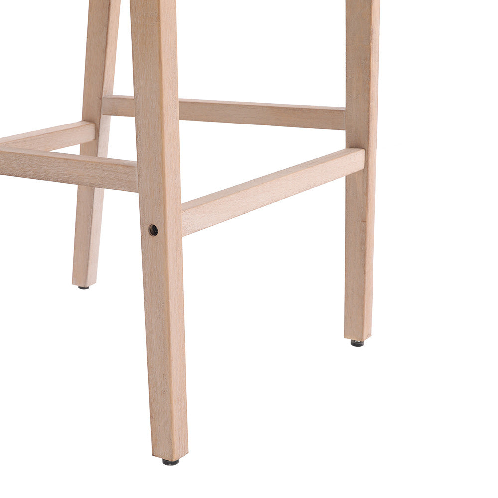 2Pcs Natural Rattan Bar Stools Kitchen Stools with Backrest,Grey