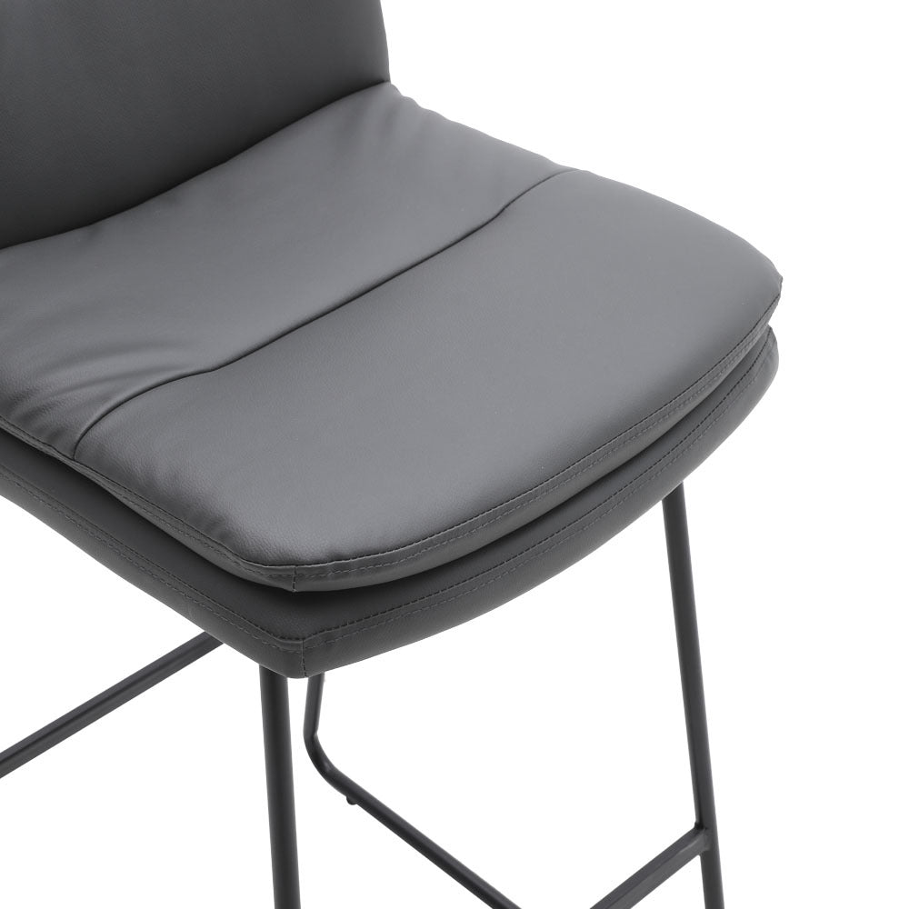 2Pcs Modern Faux Leather Breakfast Bar Stools,Grey