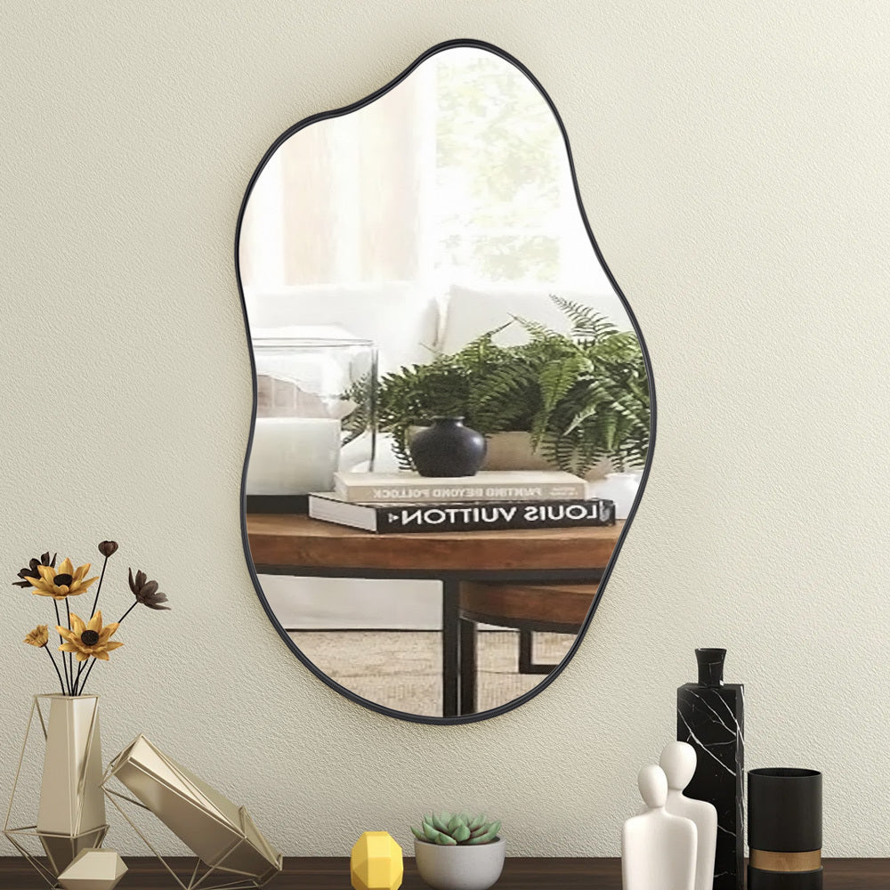 Black 50cm W Metal Framed Wall Mirror Decorative