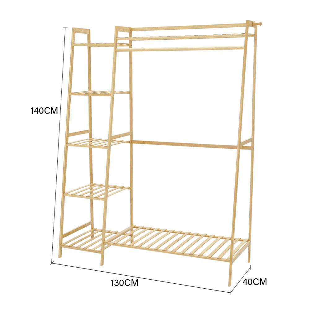 130cm Natural Bamboo Bedroom Garment Clothes Rack