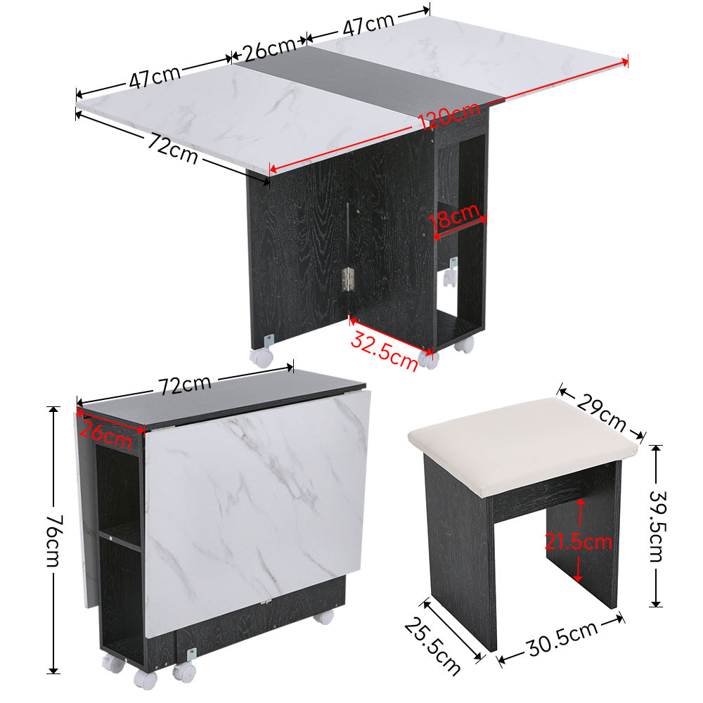 Versatile Extendable Dining Table Set with Storage Shelves