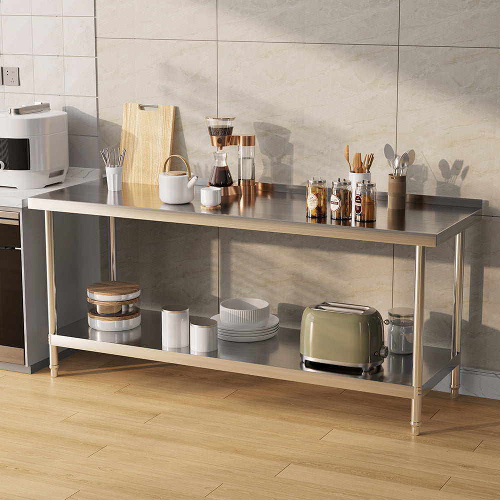 180Cm Stainless Steel Lower Layer Kitchen Workingstation with Backsplash