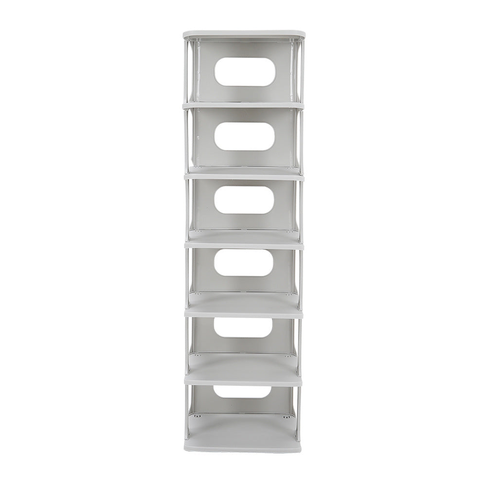 6 Tier Off White Plastic Shoe Rack