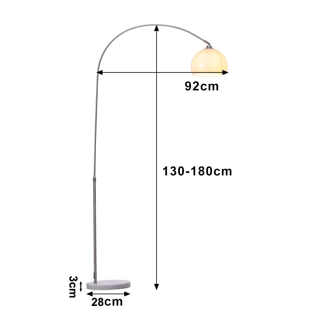 Arched Floor Lamp Tall Curved Design with Marble Base White Lampshade 130 to 180CM