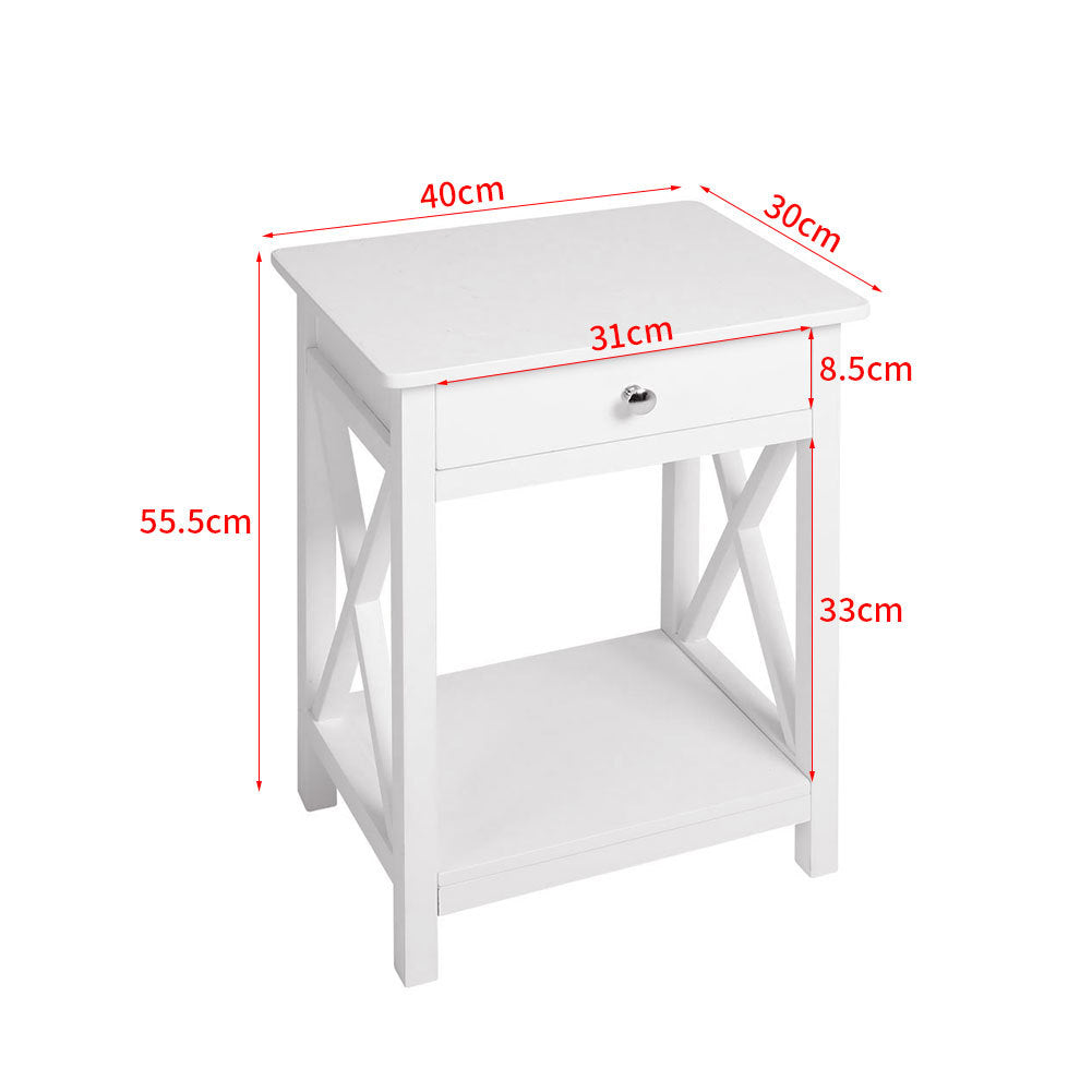 Modern Side Table Nightstand with Drawer White