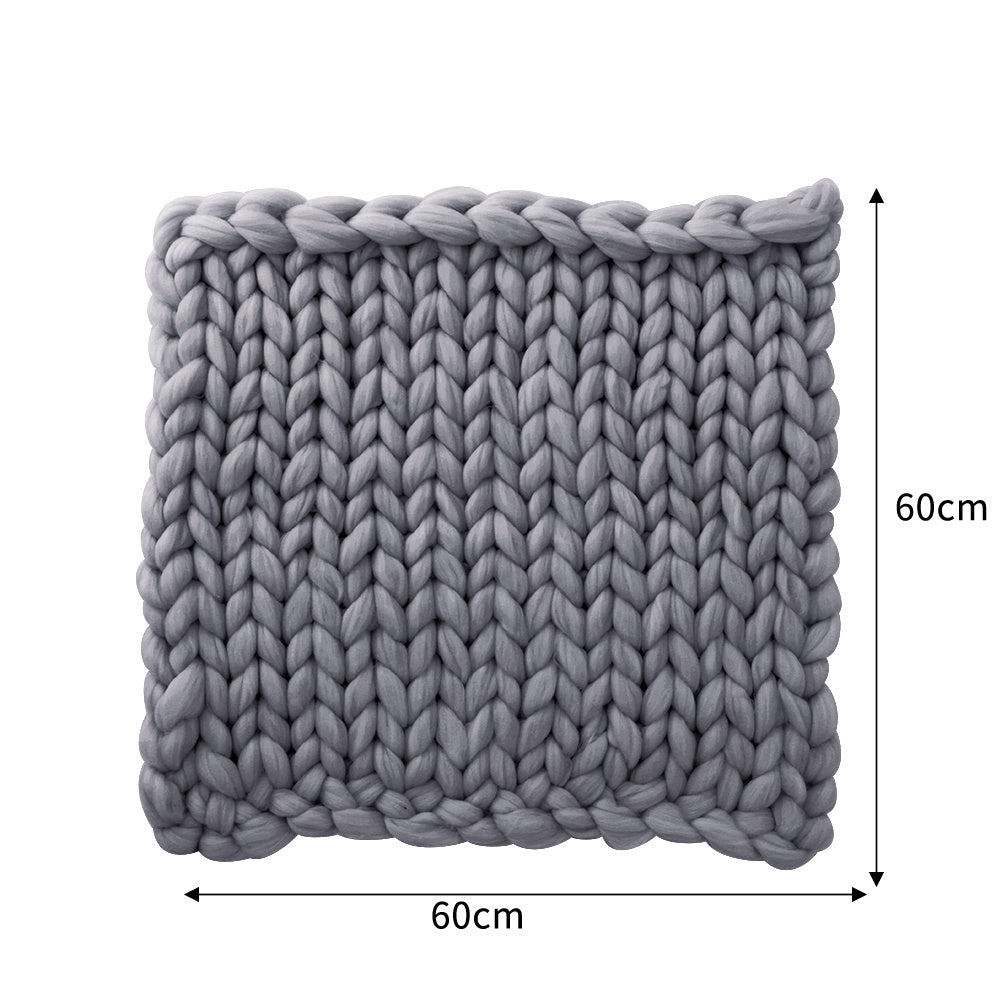 Grey Handwoven Chunky Knit Throw Blanket