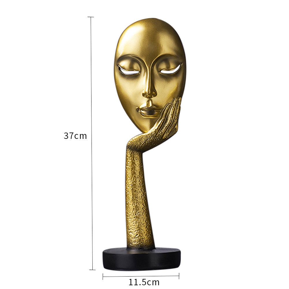 37CM Thinker Face Mask Ornament Figurine Statue Sculpture, Gold