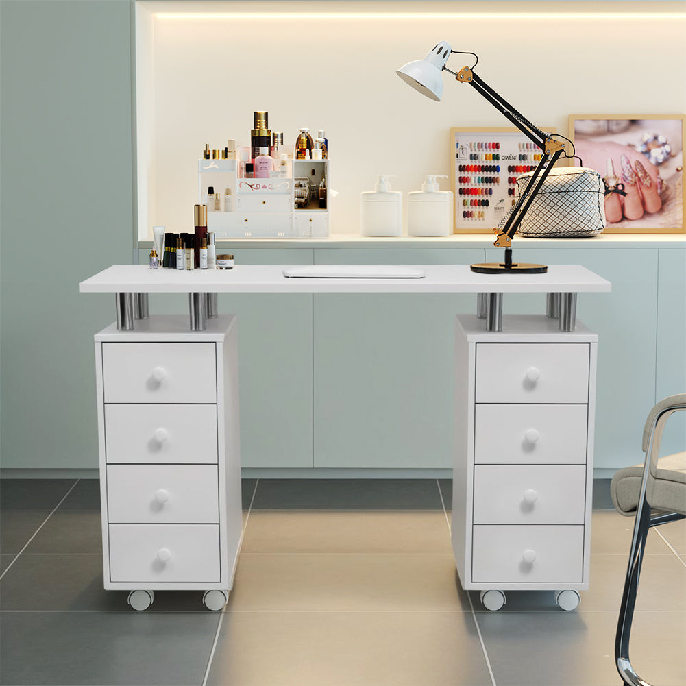White 8Drawer Manicure Nail Table Salon Beauty Station