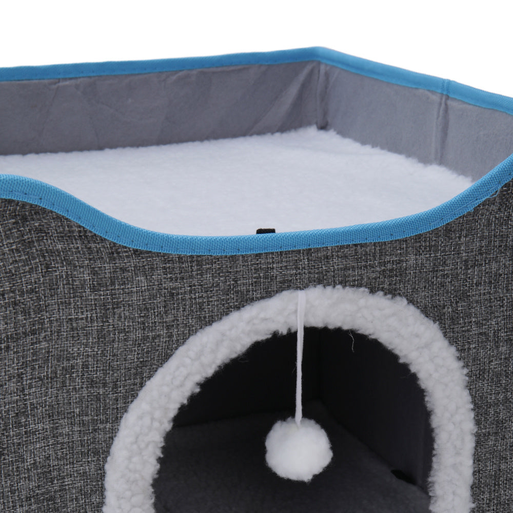 Dark Grey Foldable Multifunctional Cat Bed with Scratching Pad