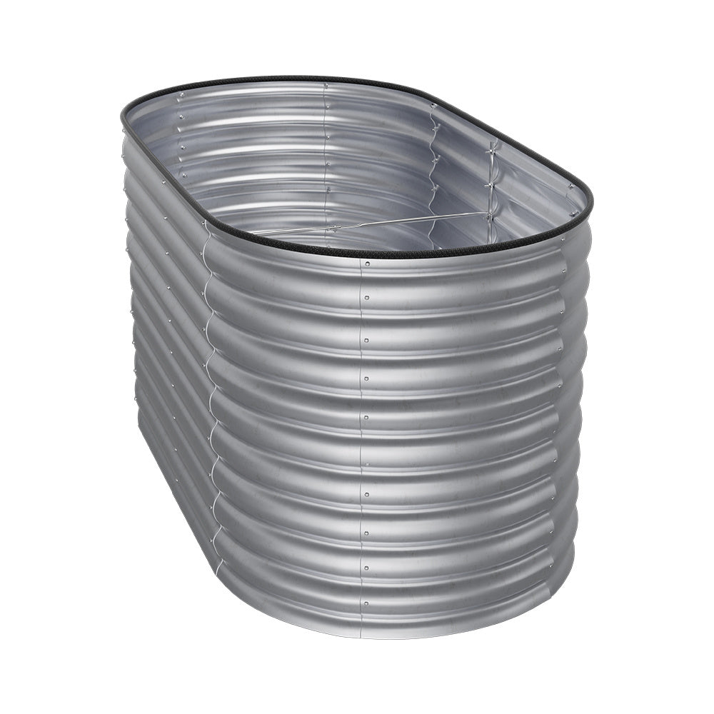 160cm Silver Oval Shaped Galvanized Steel Raised Garden Bed