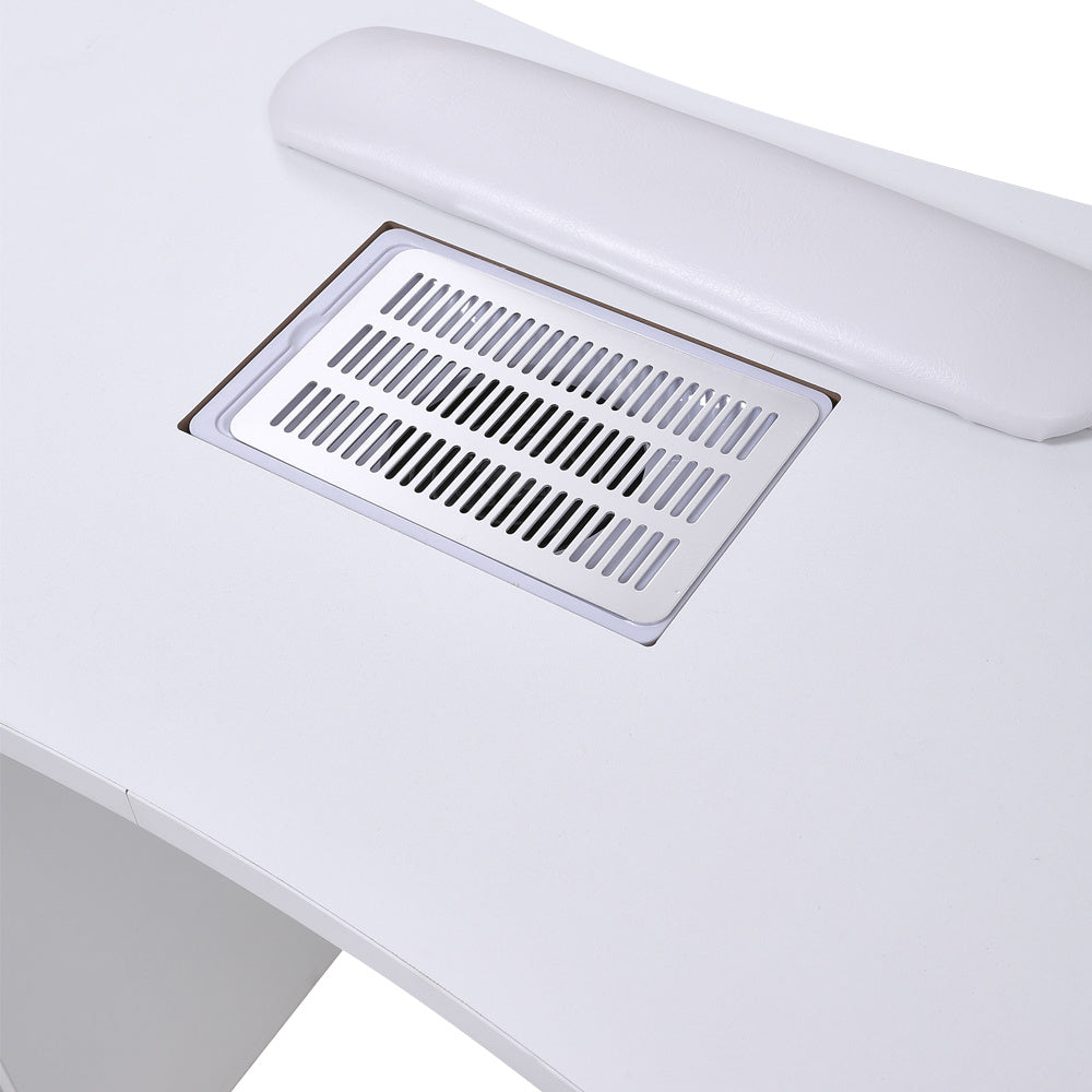 White Manicure Table with Dust Collector and Wrist Cushion