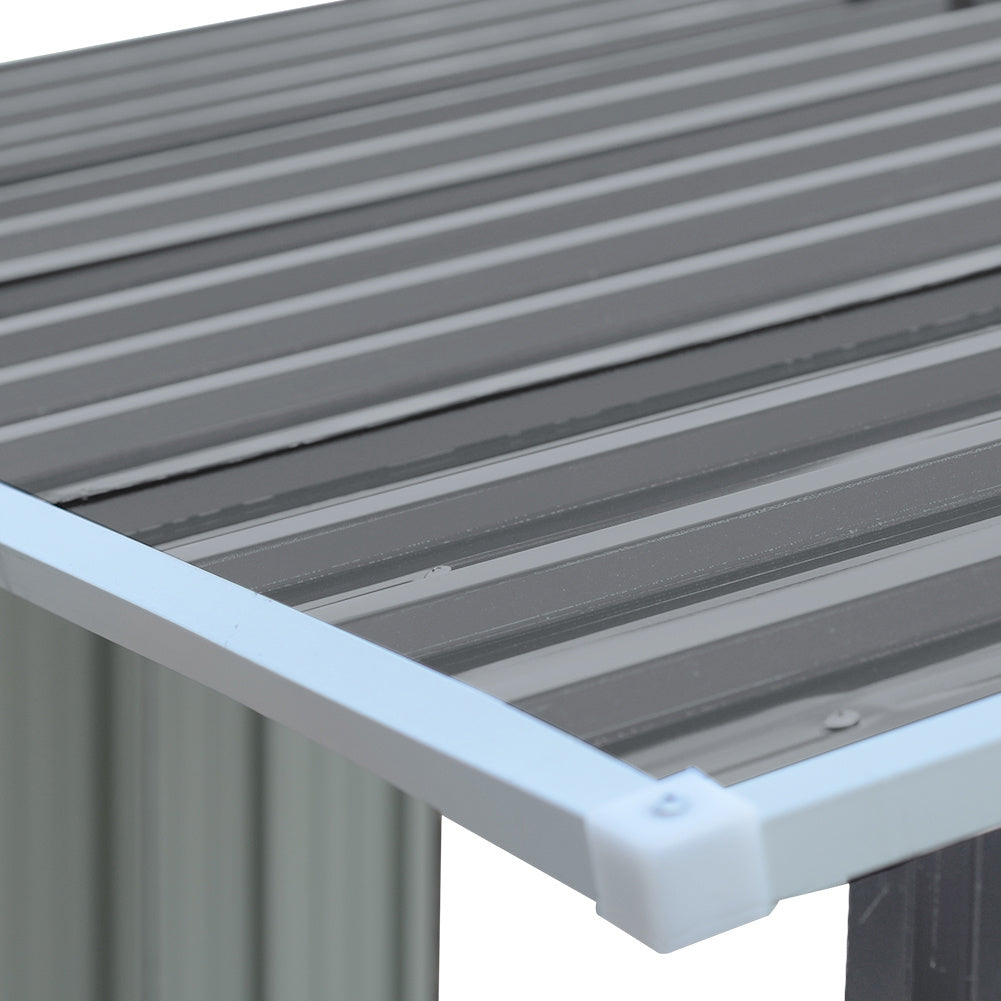 Garden Outdoor Grey Metal Firewood Log Storage Shed