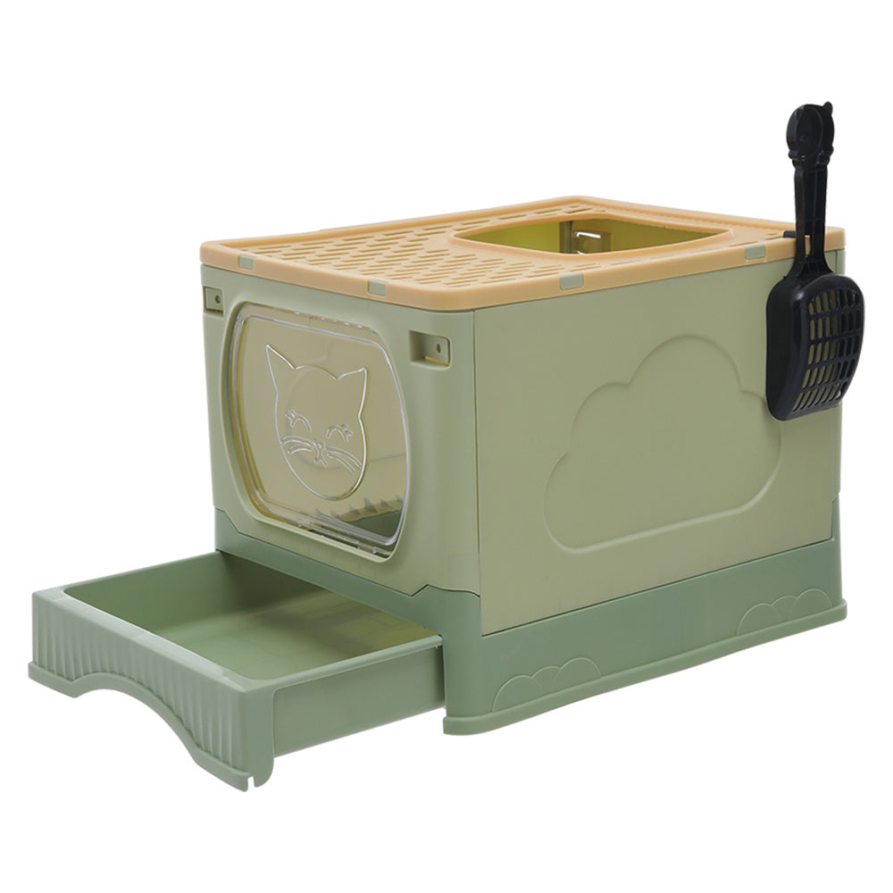 Liningandhome Foldable Cat Litter Box Top Entry Anti-Splashing Cat Toilet
