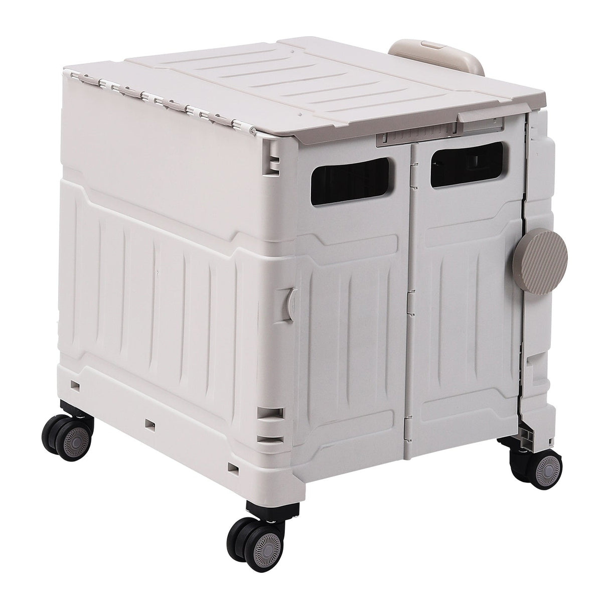 White 50L Cable Stayed Collapsible Rolling Utility Crate Shopping Cart