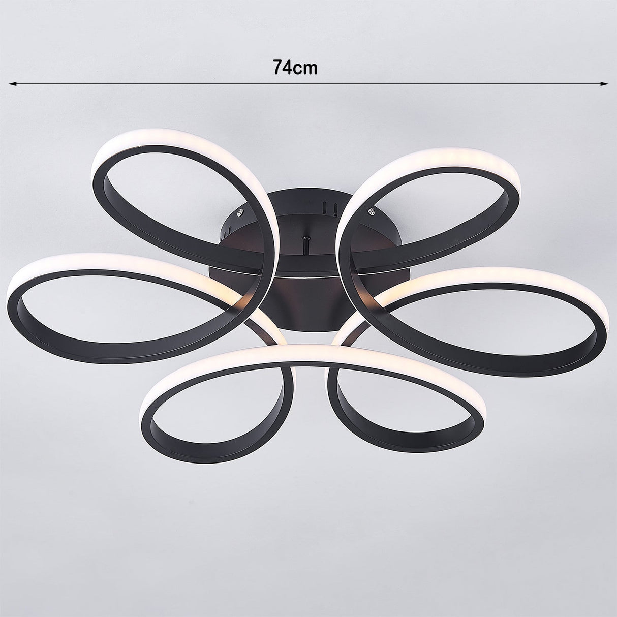 Modern Petal LED Ceiling Light, Black 74CM Dimmable