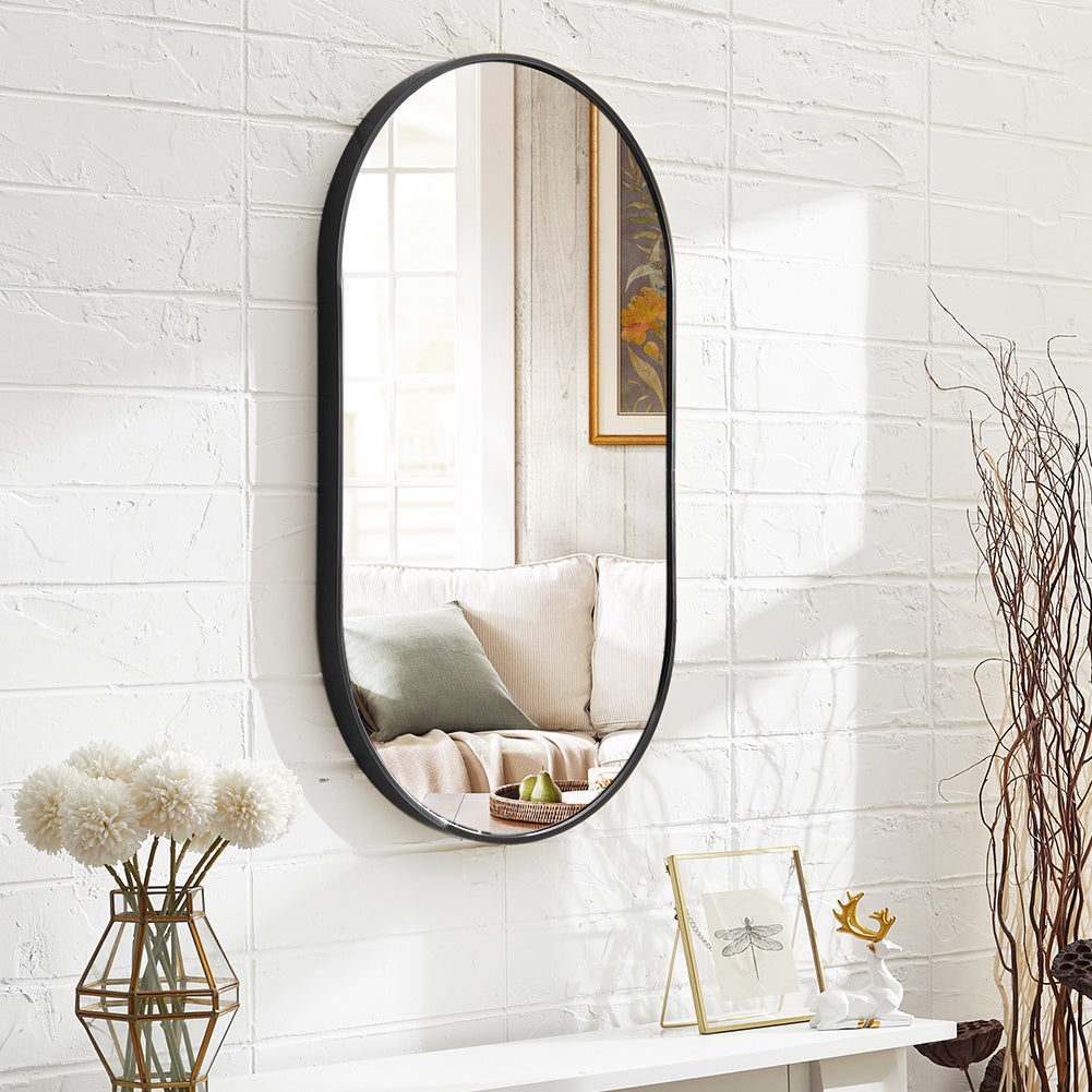 Black 70cm Oval Bathroom Vanity Mirror Wall Mirror