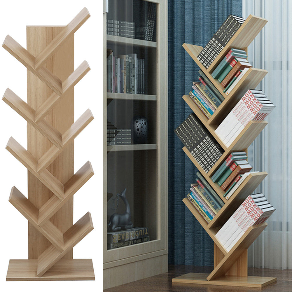 9 Layer Tree Shape Bookshelf Desktop Organizer, Natural