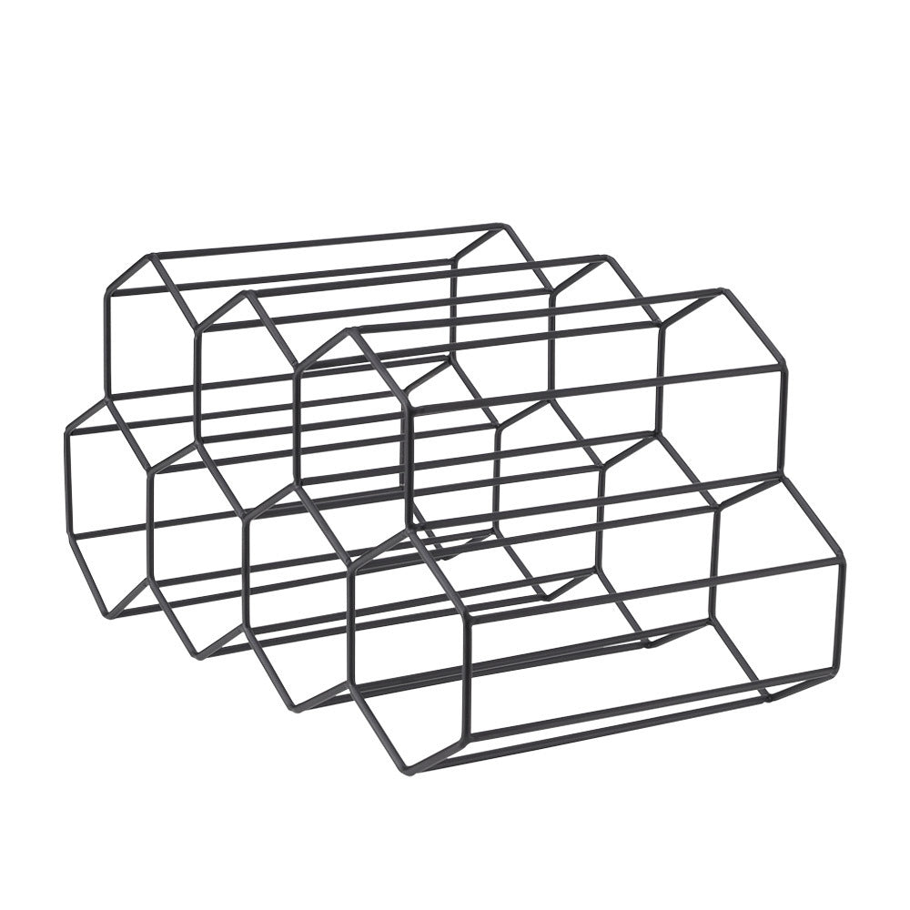 Black Metal 34.5cm W Countertop Hexagon Wine Rack