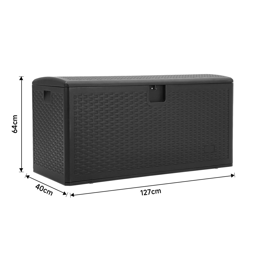 Black 99 Gallon Rattan Outdoor Deck Box