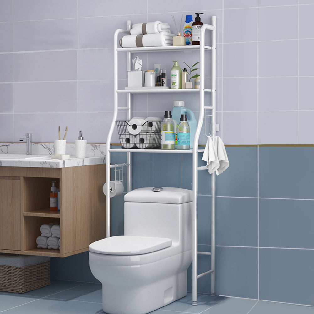3 Tier Over the Toilet Bathroom Storage Space Holder Stand, White