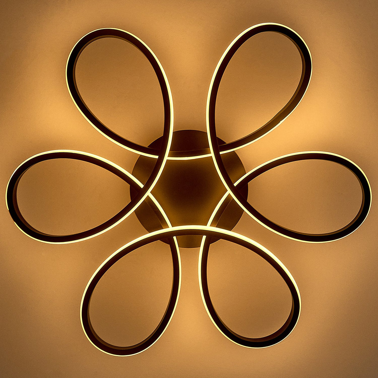 Modern Petal LED Ceiling Light, Black 74CM Dimmable