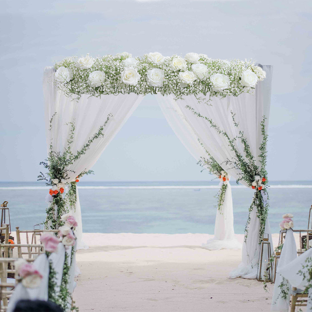 Artificial White Rose Flowers Row for Wedding Arch Table Centerpieces