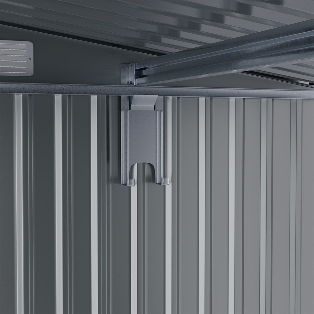 Grey 248cm Outdoor Metal Storage Shed with Pitched Roof